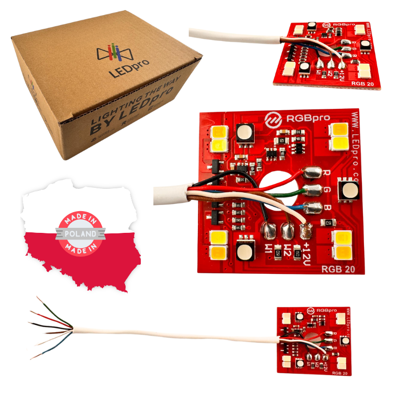 Moduł LED płytka PCB 3000K 4000K 6700K 12V kolory RGB biały PRODUKT POLSKI